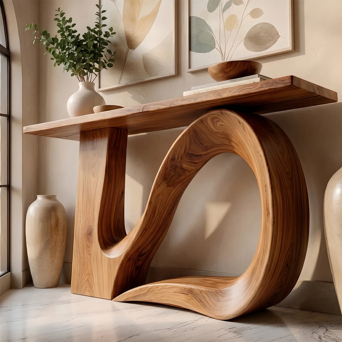 Modern Organic Console Table – Sculptural Asymmetrical Entryway Table TT006-6028