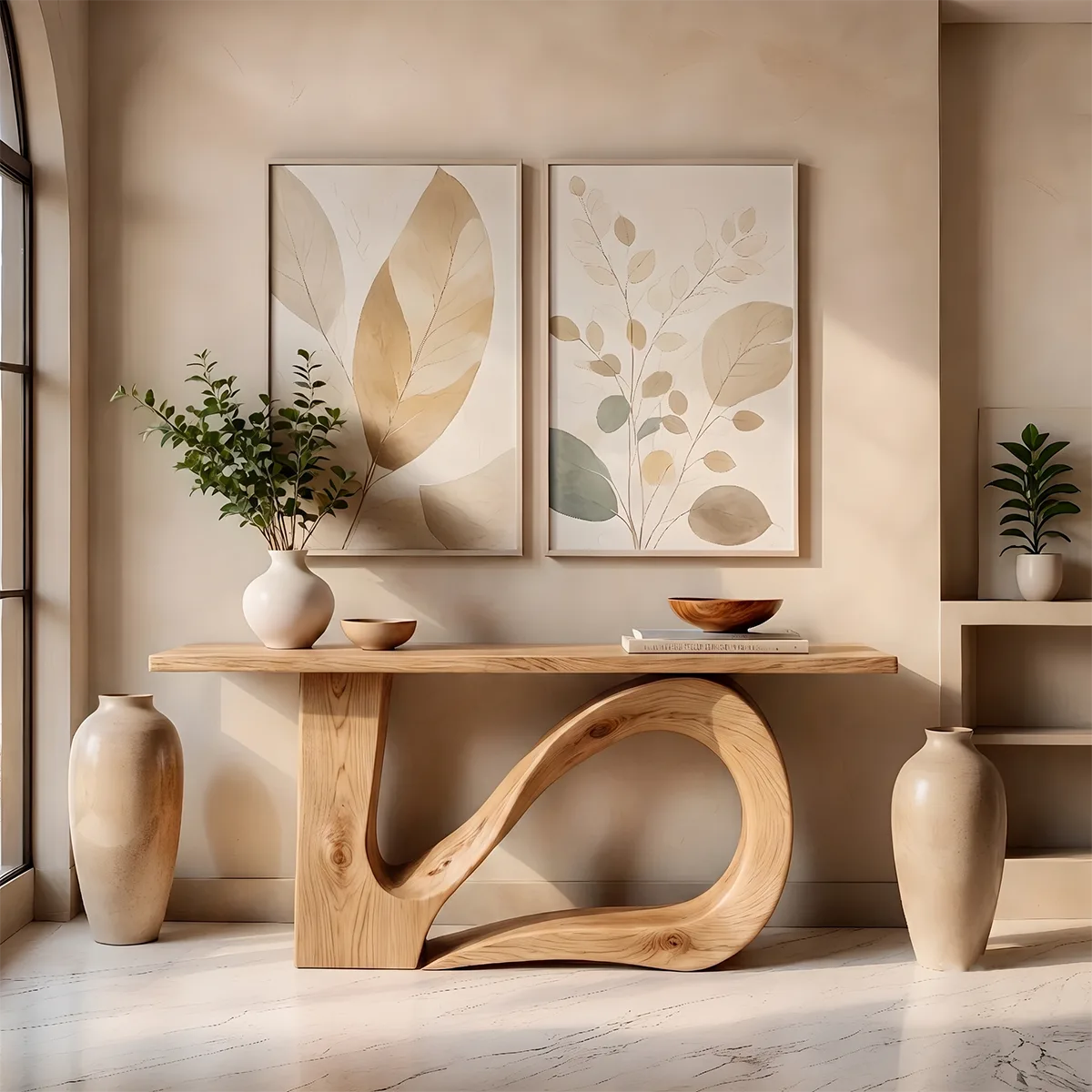 Modern Organic Console Table – Sculptural Asymmetrical Entryway Table TT006-6028