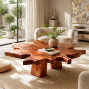 Live Edge Solid Wood Coffee Table | Tree Slice Hardwood Coffee Table for Living Room TT006-3198