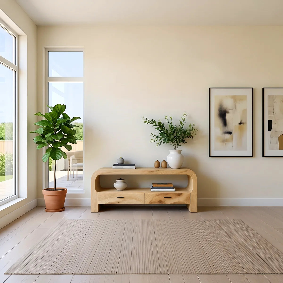 Waterfall Wood Console Table with Storage | Modern Entryway Table HL020-7KLU5YD