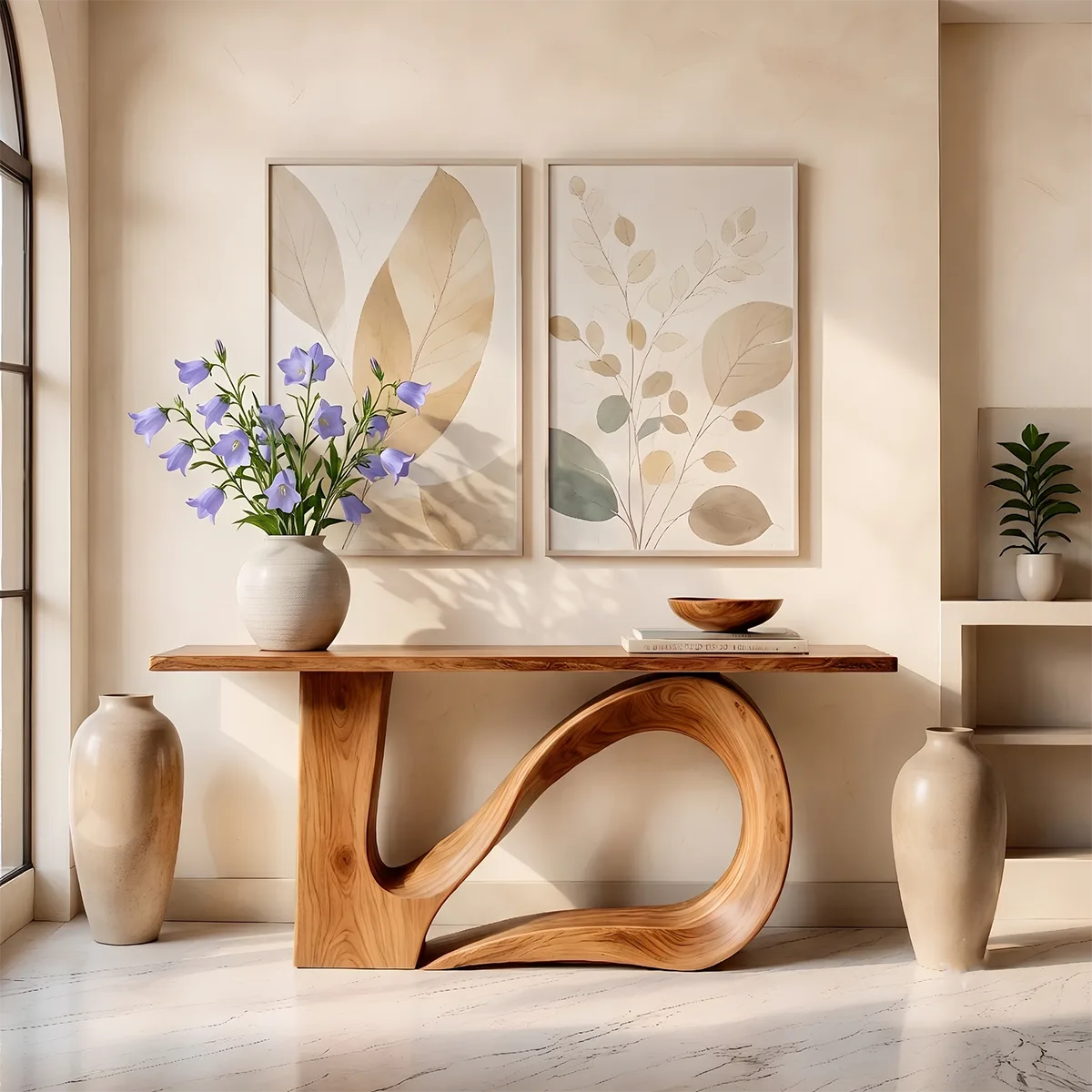 Modern Organic Console Table – Sculptural Asymmetrical Entryway Table TT006-6028