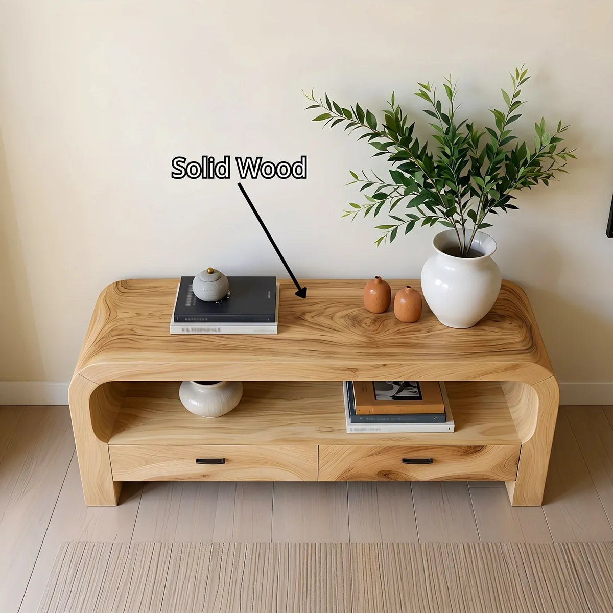 Waterfall Wood Console Table with Storage | Modern Entryway Table HL020-7KLU5YD
