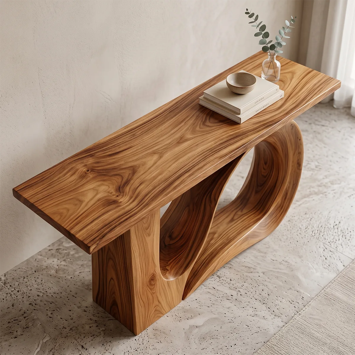 Modern Organic Console Table – Sculptural Asymmetrical Entryway Table TT006-6028