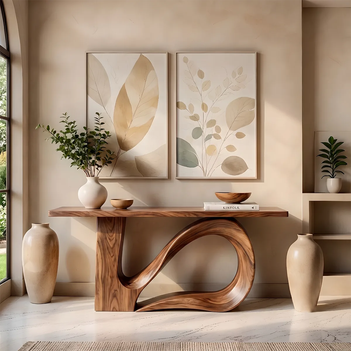 Modern Organic Console Table – Sculptural Asymmetrical Entryway Table TT006-6028
