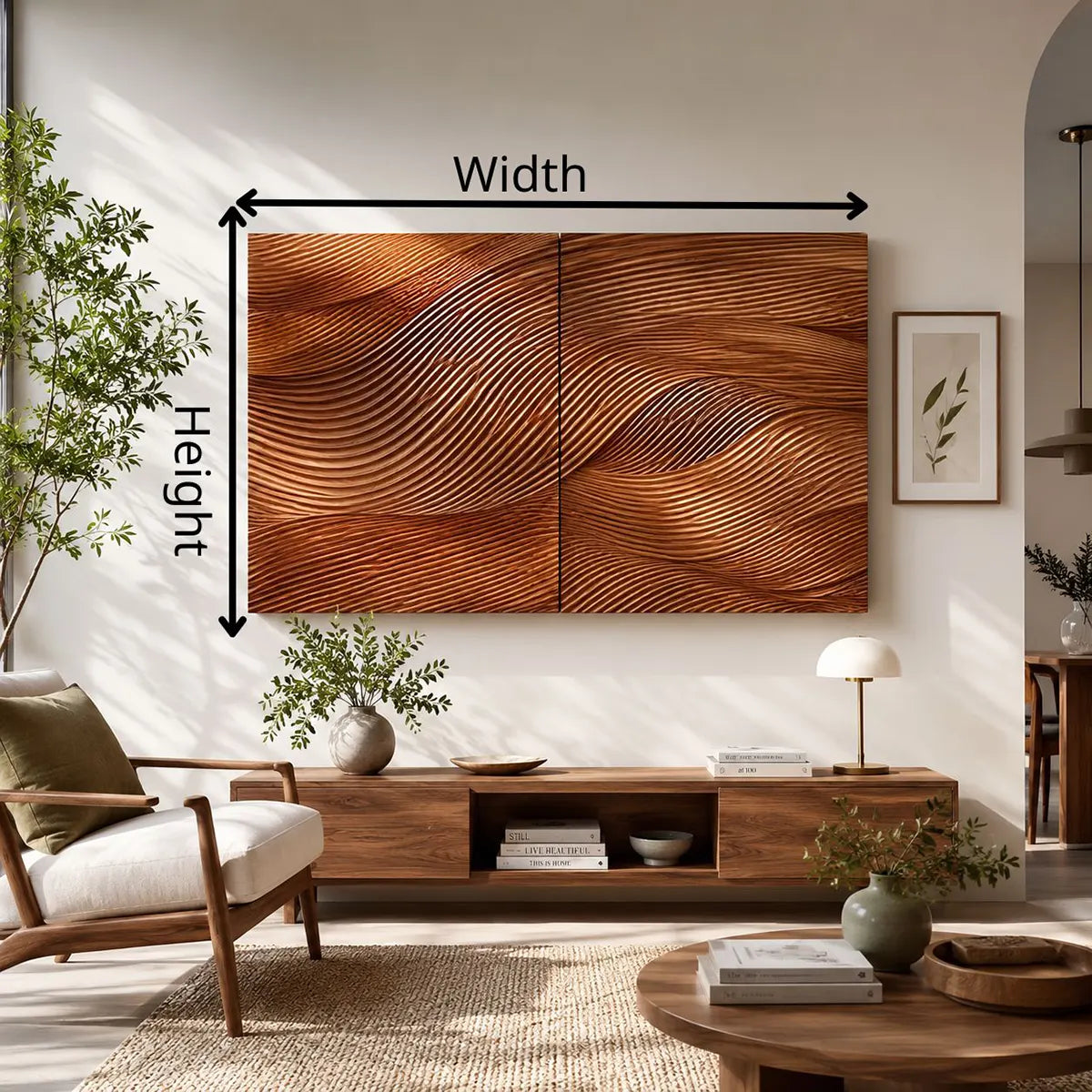 Abstract Wave Wall Art | Modern Sculptural 2 Panel Wall Decor for Living Room & Bedroom TT006-3739