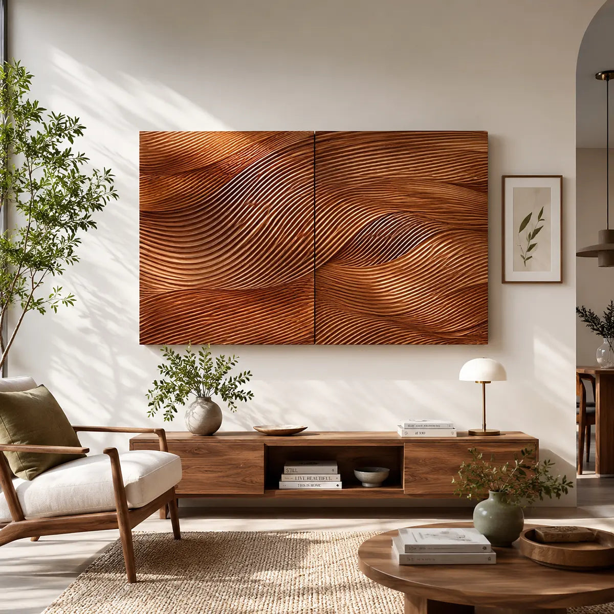 Abstract Wave Wall Art | Modern Sculptural 2 Panel Wall Decor for Living Room & Bedroom TT006-3739