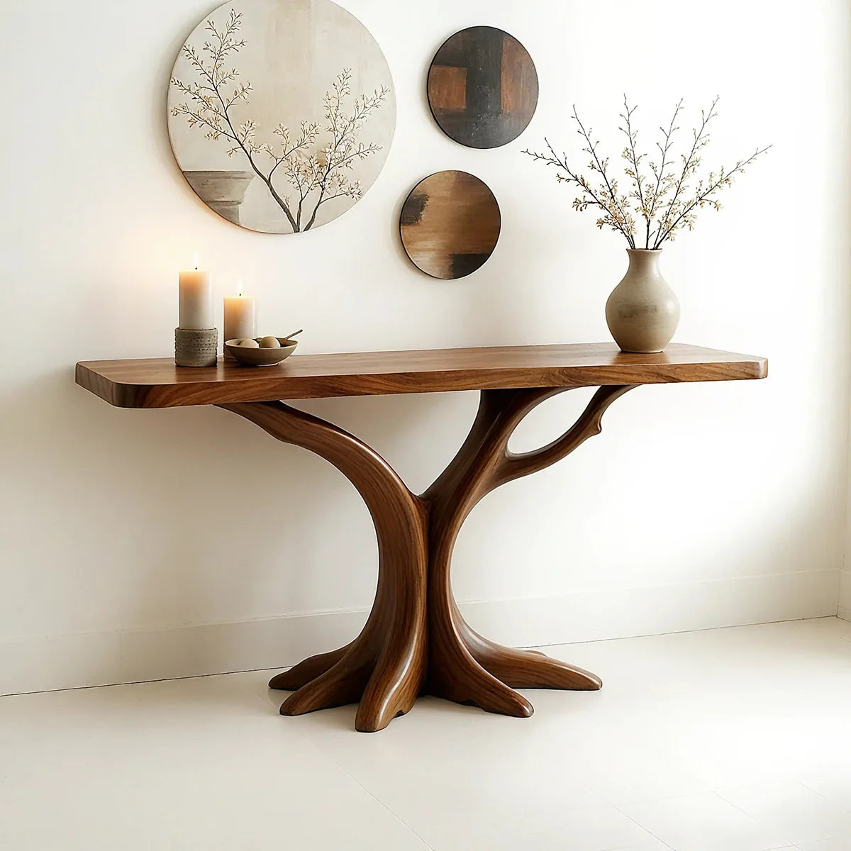 Handmade Organic Wood Console Table | Modern Entryway Decor