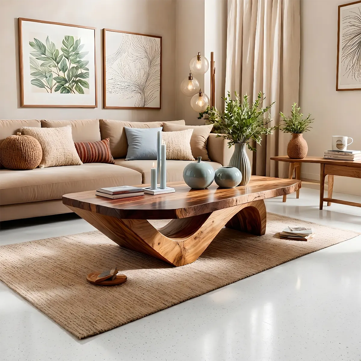 Handcrafted Live Edge Wood Coffee Table for Modern Living Room TT006-8016