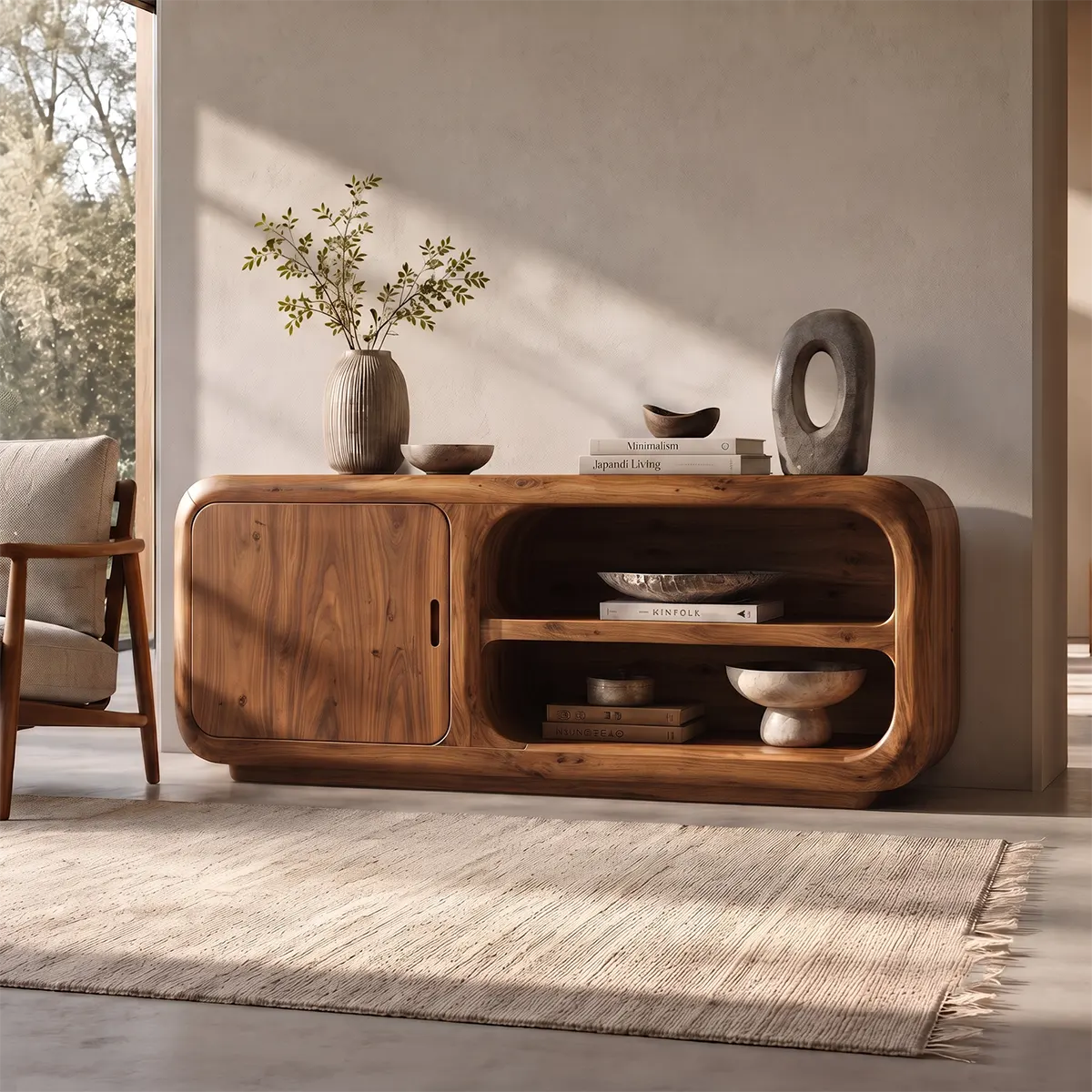Modern Organic Storage Console Table – Contemporary Entryway Console Table TT006-5400