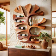 Sculptural Solid Wood Tree Wine Holder for Home Bars, Kitchen & Dining Rooms TT006-9699