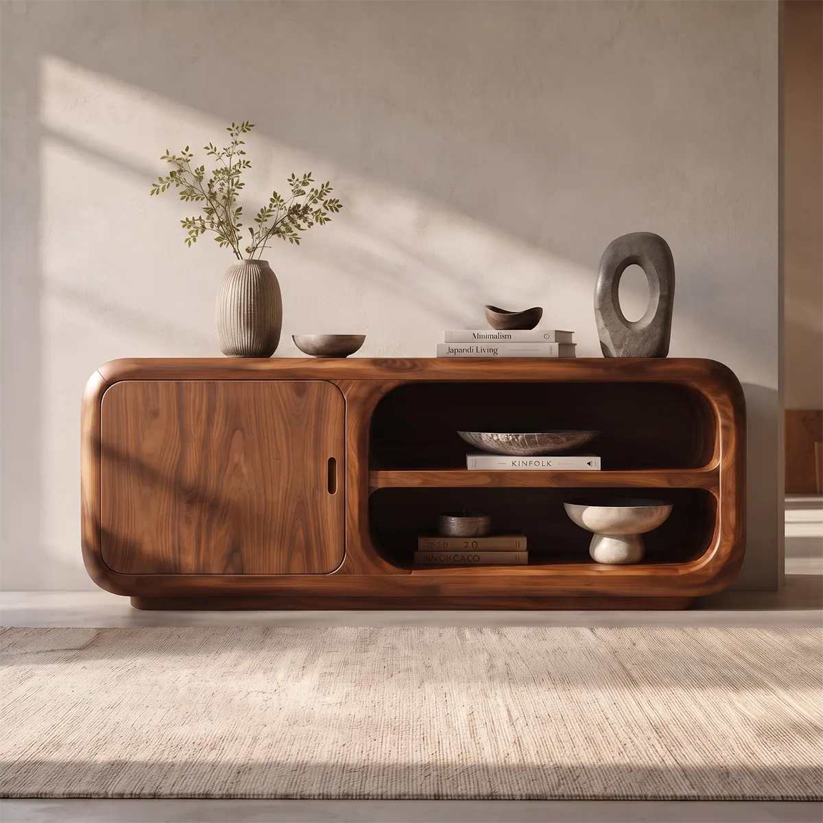 Modern Organic Storage Console Table – Contemporary Entryway Console Table TT006-5400