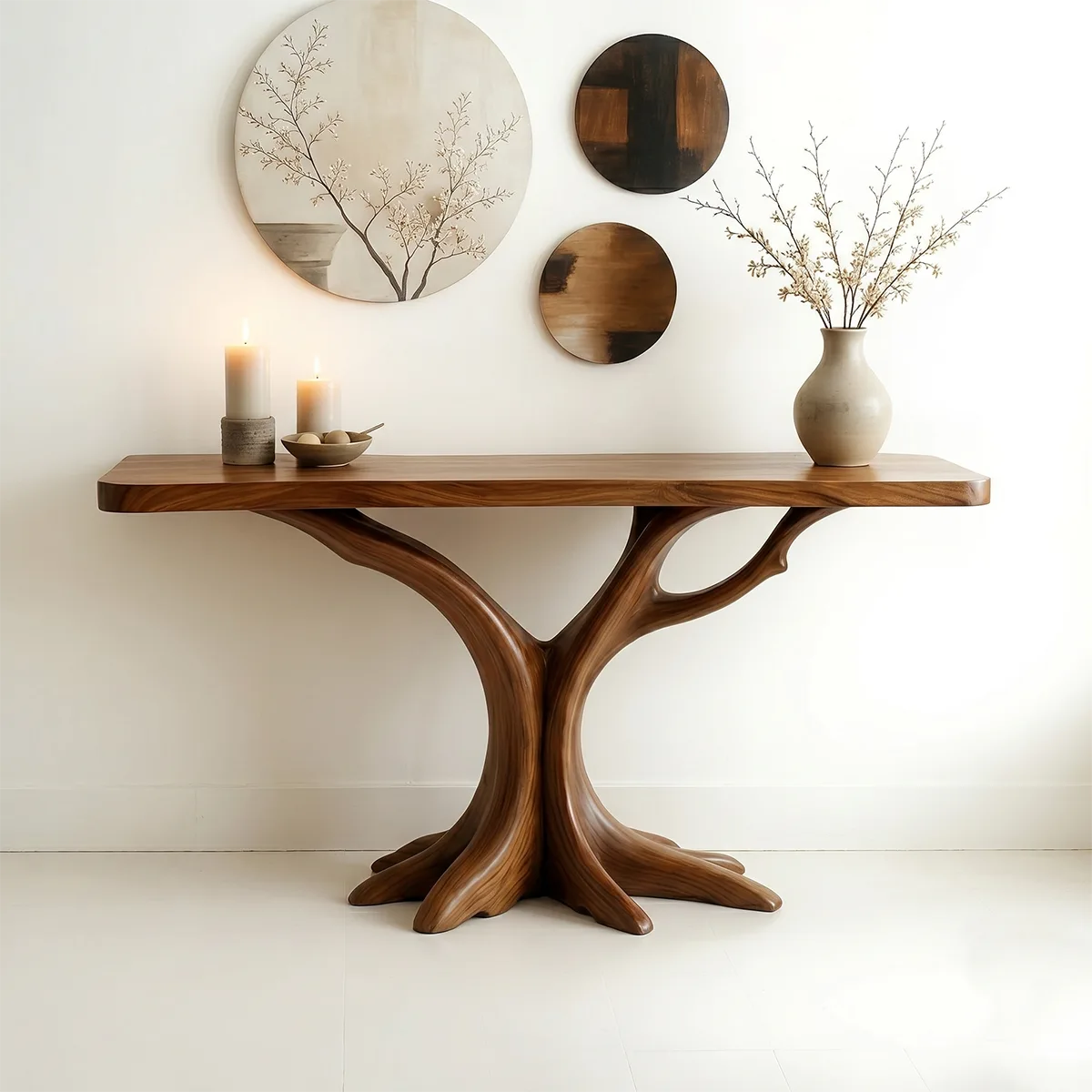 Handmade Organic Wood Console Table | Modern Entryway Decor