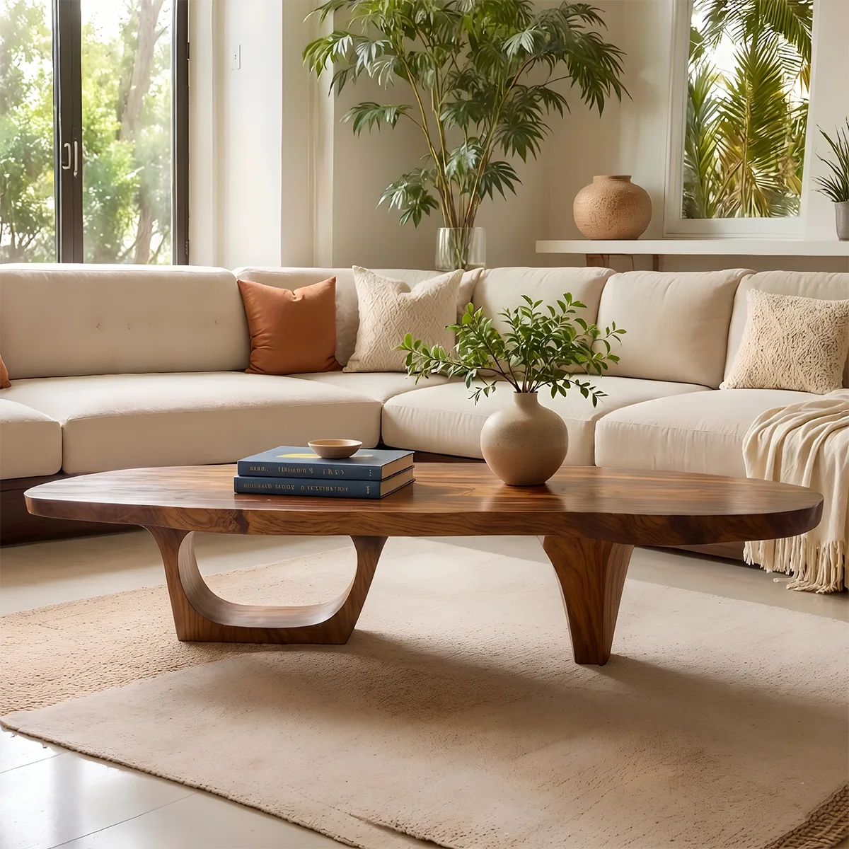 Organic Solid Wood Coffee Table | Freeform Coffee Table for Modern Living Room TT006-2637
