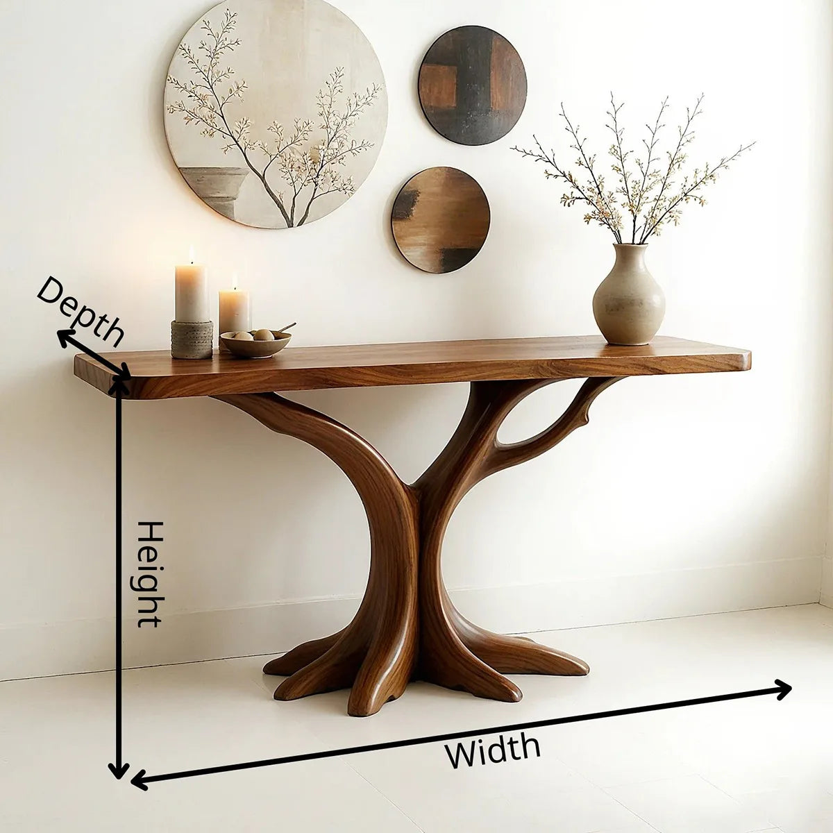Handmade Organic Wood Console Table | Modern Entryway Decor