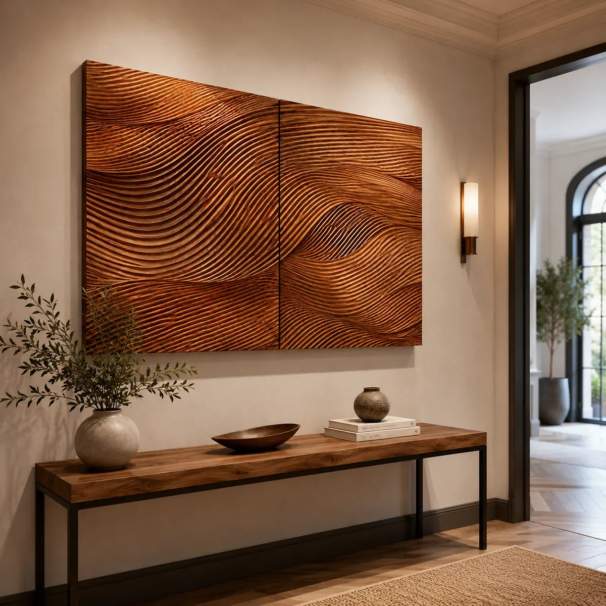 Abstract Wave Wall Art | Modern Sculptural 2 Panel Wall Decor for Living Room & Bedroom TT006-3739