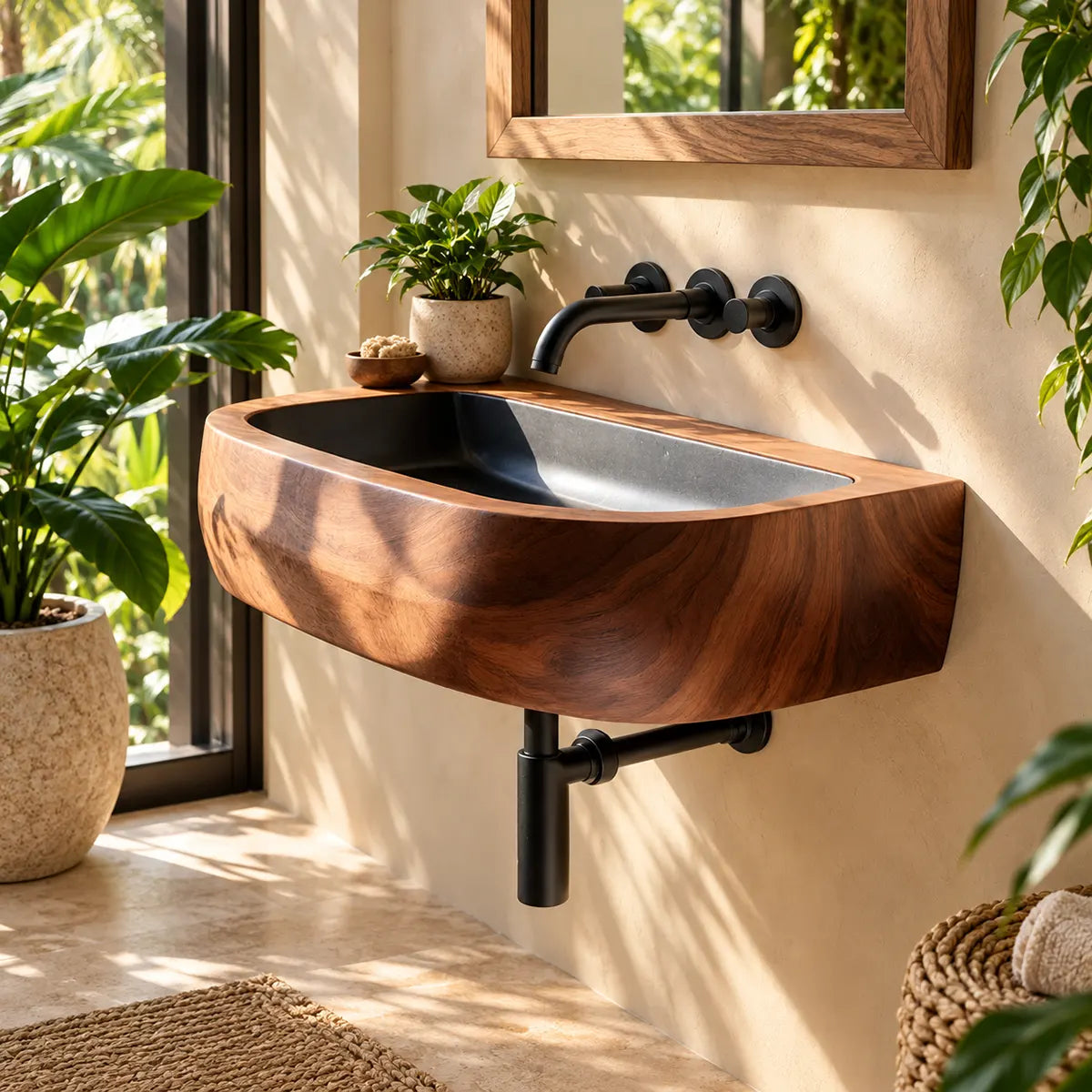 Compact Rounded Wall Mounted Bathroom Sink | Integrated Floating Basin TT006-5MNS6FI