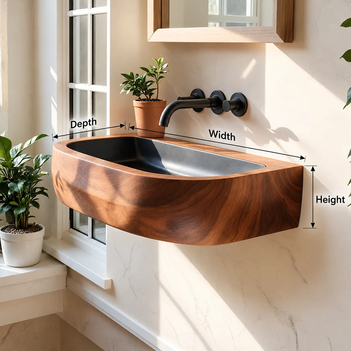 Compact Rounded Wall Mounted Bathroom Sink | Integrated Floating Basin TT006-5MNS6FI