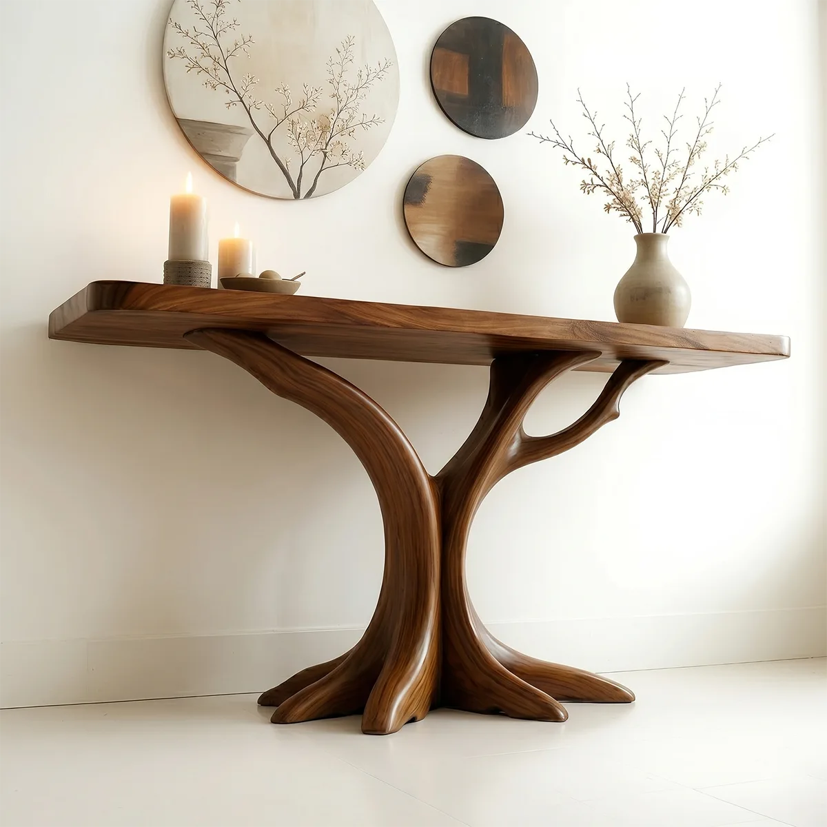 Handmade Organic Wood Console Table | Modern Entryway Decor