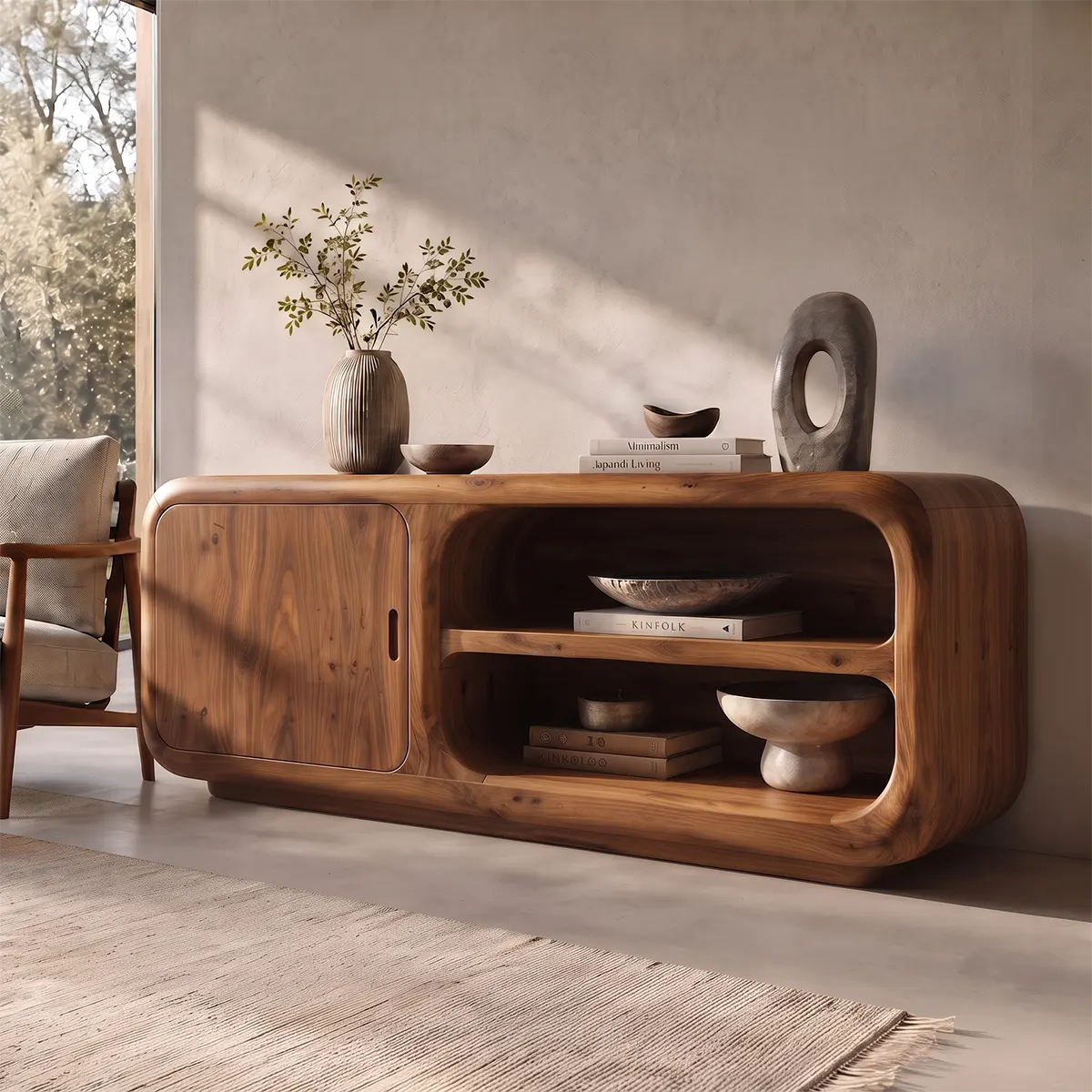 Modern Organic Storage Console Table – Contemporary Entryway Console Table TT006-5400