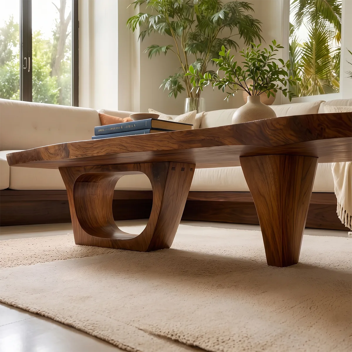 Organic Solid Wood Coffee Table | Freeform Coffee Table for Modern Living Room TT006-2637