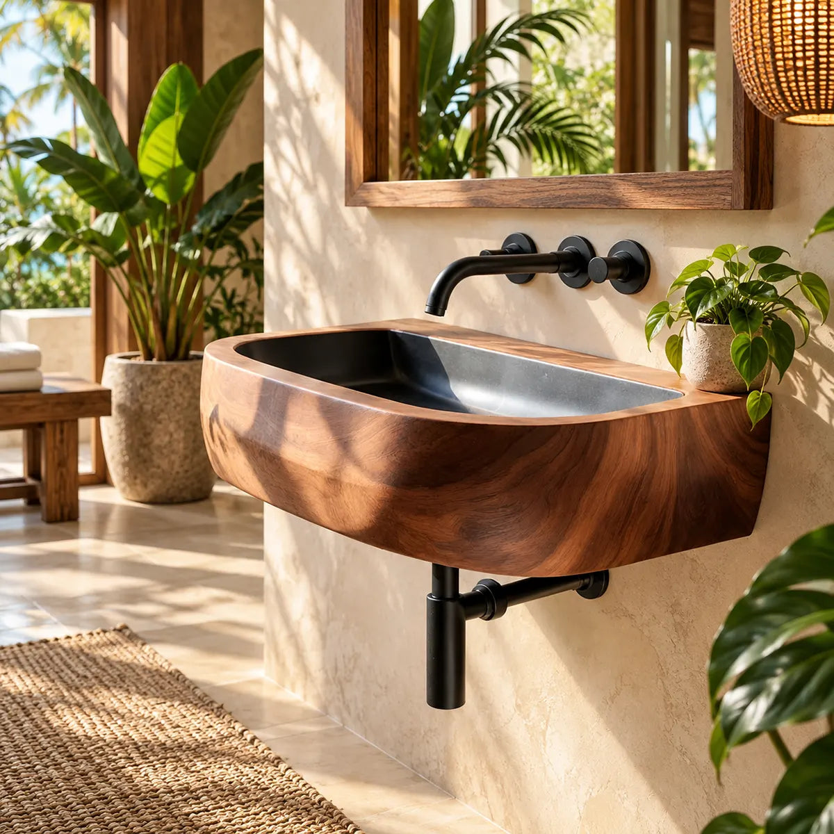 Compact Rounded Wall Mounted Bathroom Sink | Integrated Floating Basin TT006-5MNS6FI