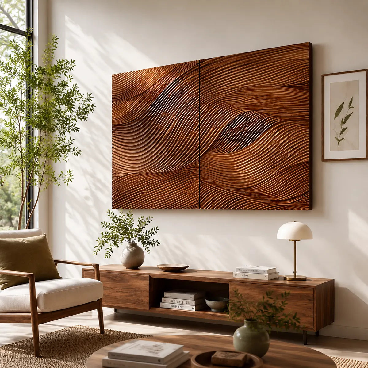 Abstract Wave Wall Art | Modern Sculptural 2 Panel Wall Decor for Living Room & Bedroom TT006-3739
