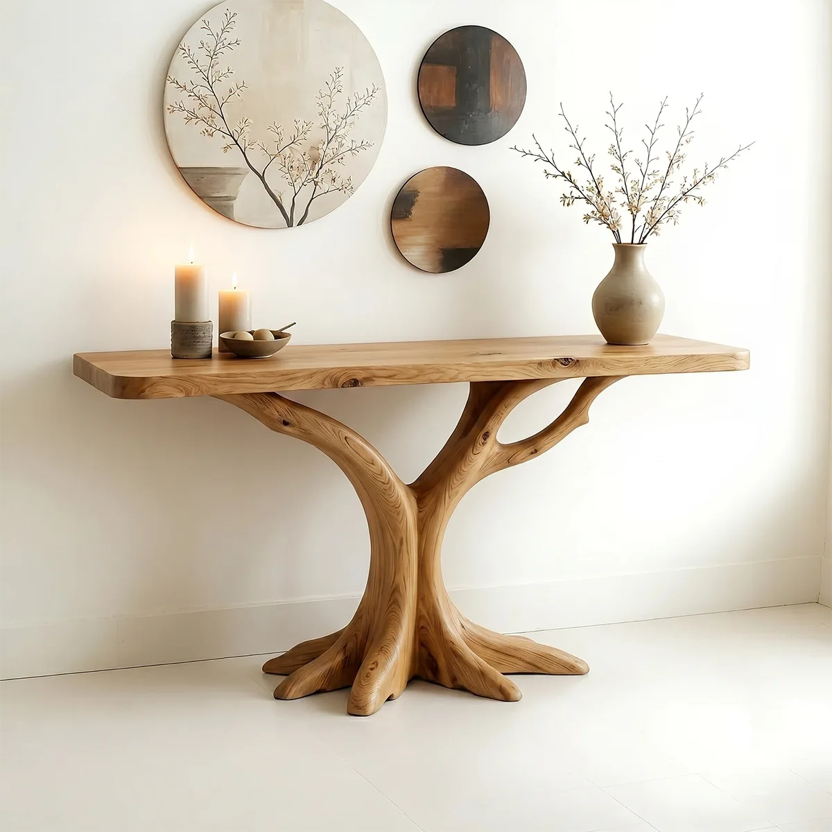 Handmade Organic Wood Console Table | Modern Entryway Decor