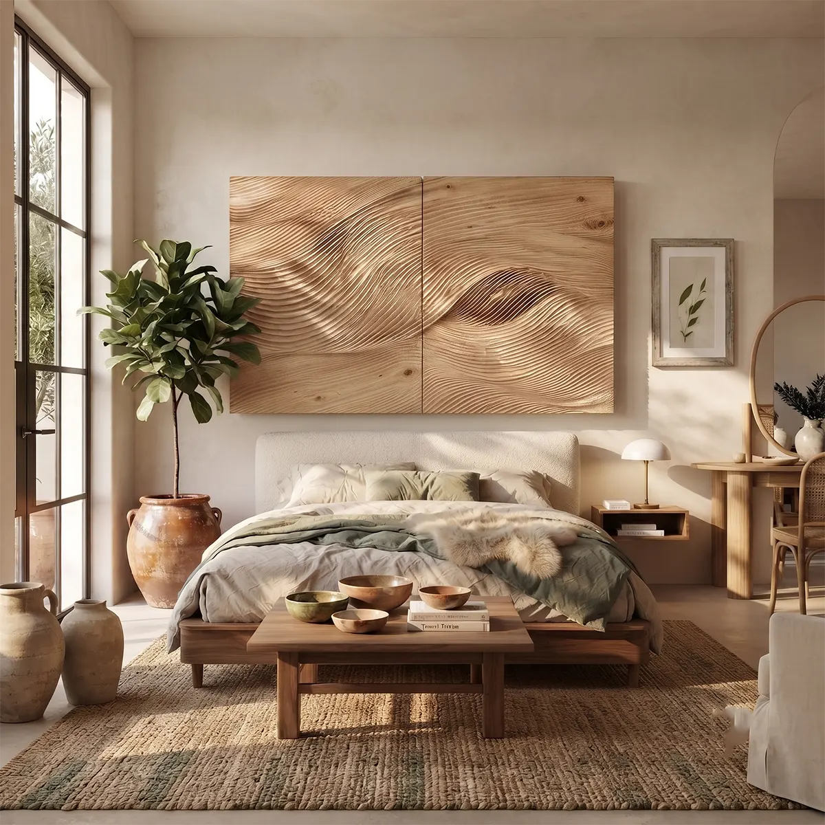Abstract Wave Wall Art | Modern Sculptural 2 Panel Wall Decor for Living Room & Bedroom TT006-3739