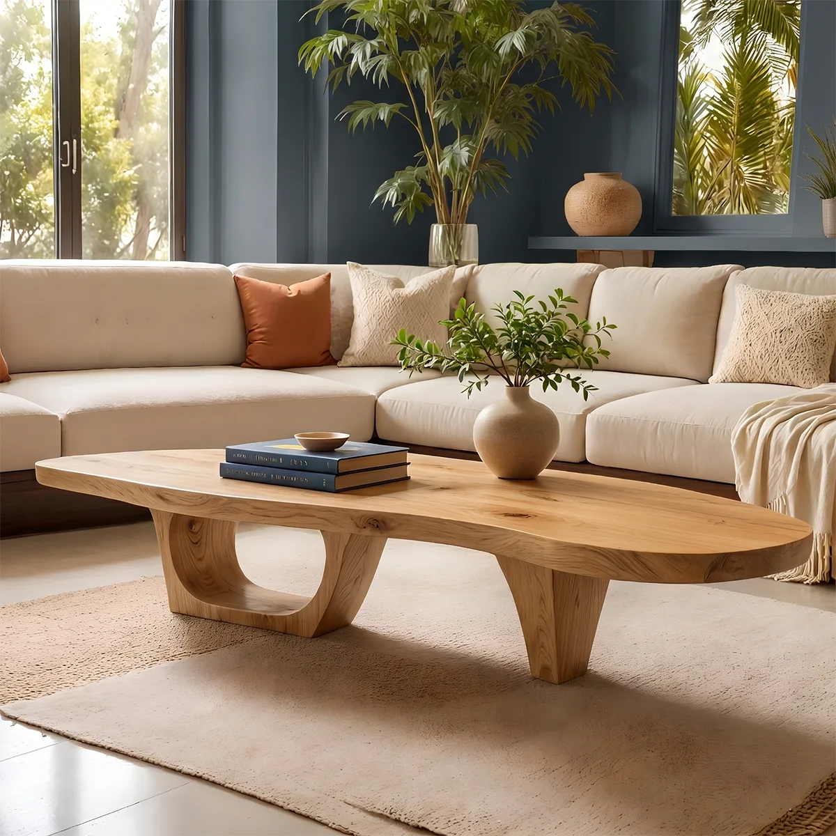 Organic Solid Wood Coffee Table | Freeform Coffee Table for Modern Living Room TT006-2637