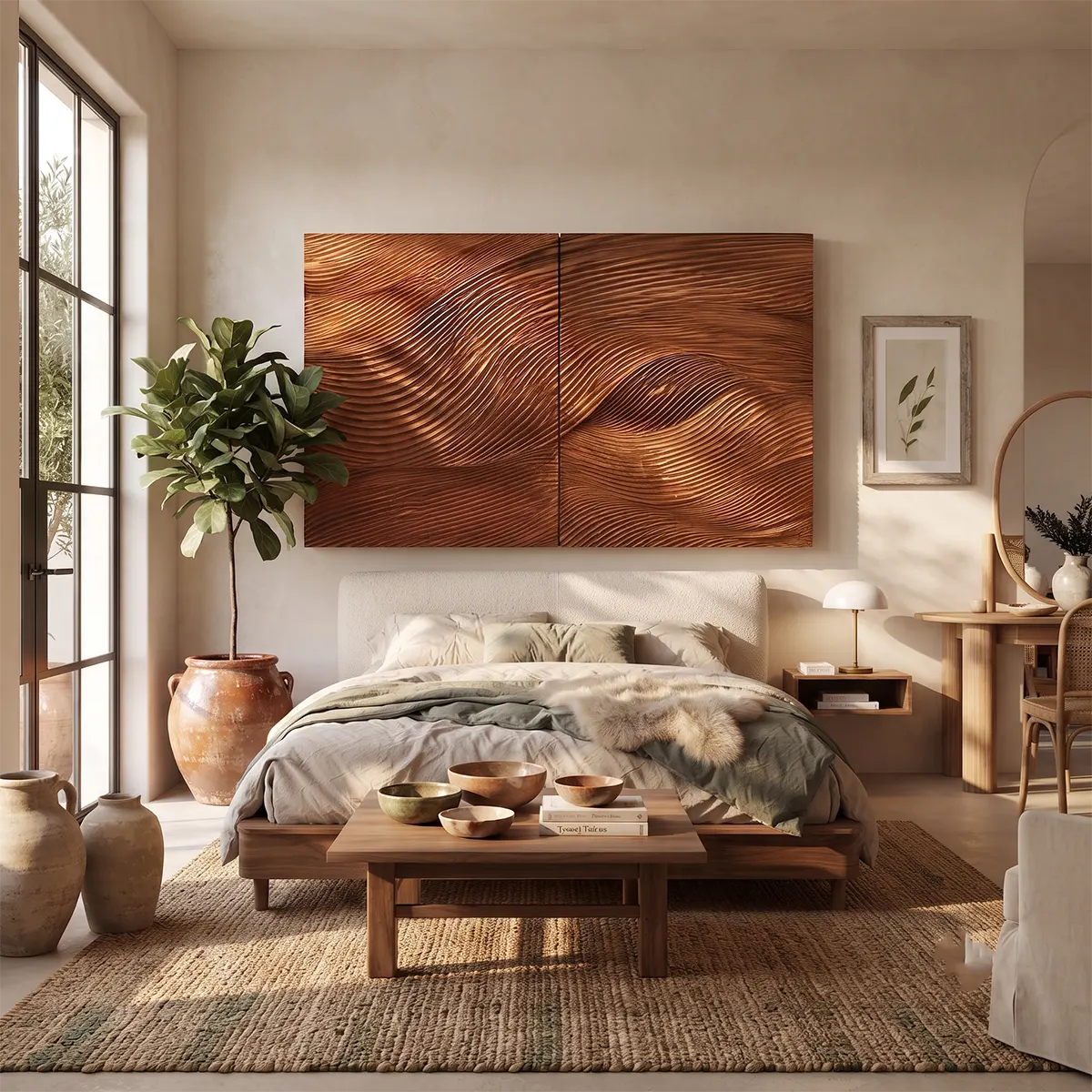 Abstract Wave Wall Art | Modern Sculptural 2 Panel Wall Decor for Living Room & Bedroom TT006-3739