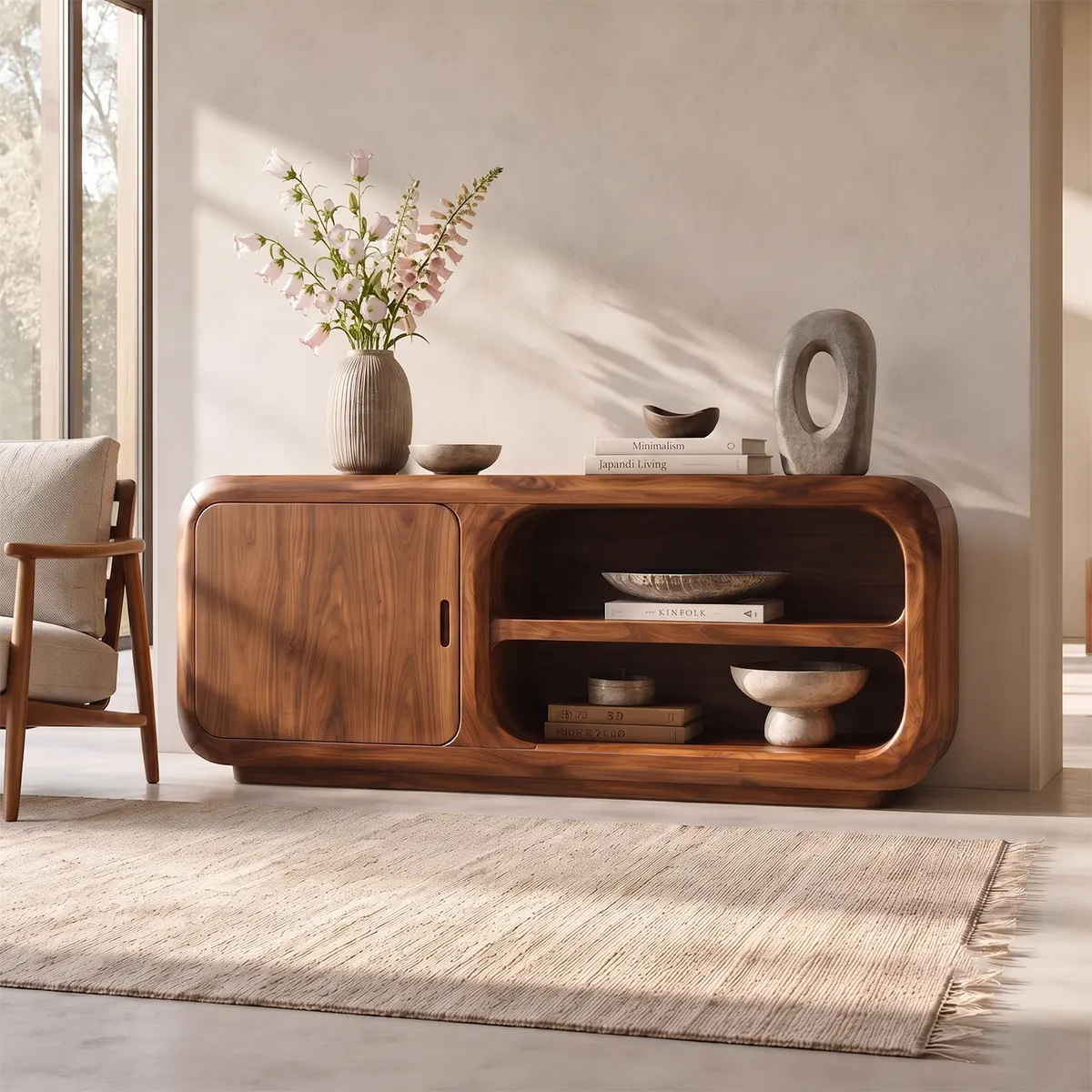 Modern Organic Storage Console Table – Contemporary Entryway Console Table TT006-5400