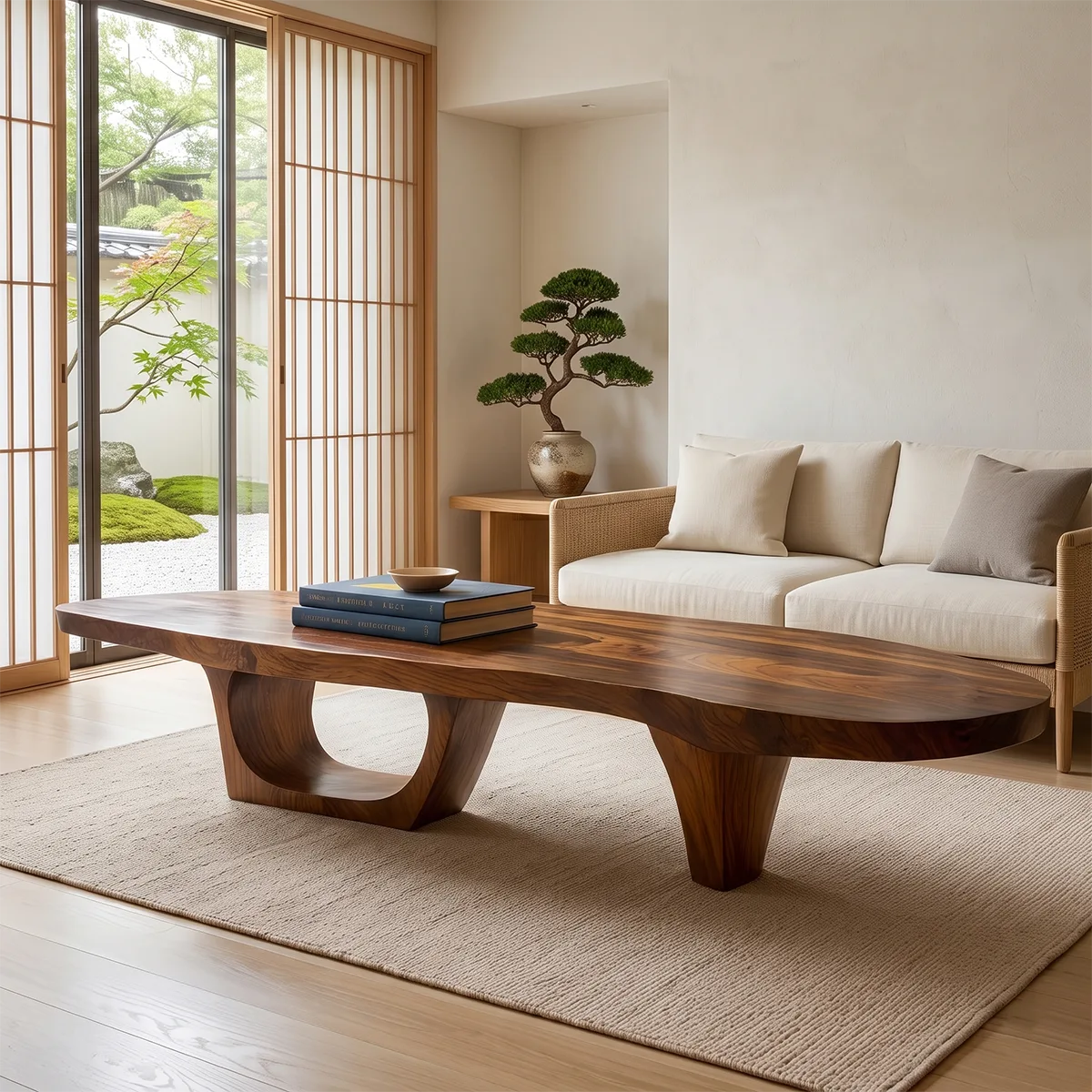 Organic Solid Wood Coffee Table | Freeform Coffee Table for Modern Living Room TT006-2637