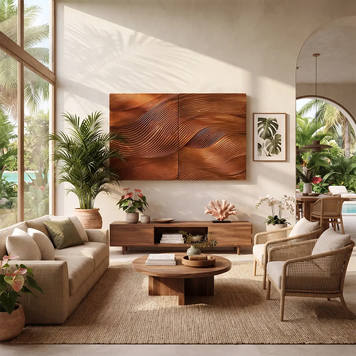 Abstract Wave Wall Art | Modern Sculptural 2 Panel Wall Decor for Living Room & Bedroom TT006-3739
