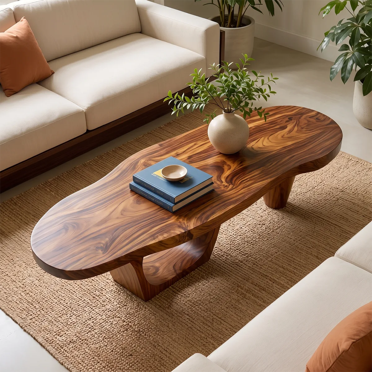 Organic Solid Wood Coffee Table | Freeform Coffee Table for Modern Living Room TT006-2637