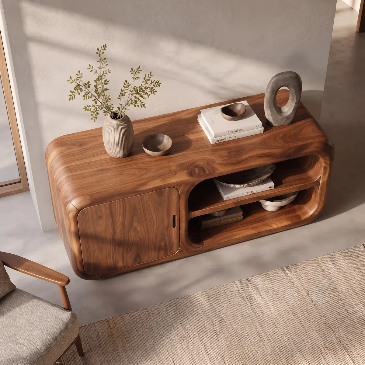 Modern Organic Storage Console Table – Contemporary Entryway Console Table TT006-5400