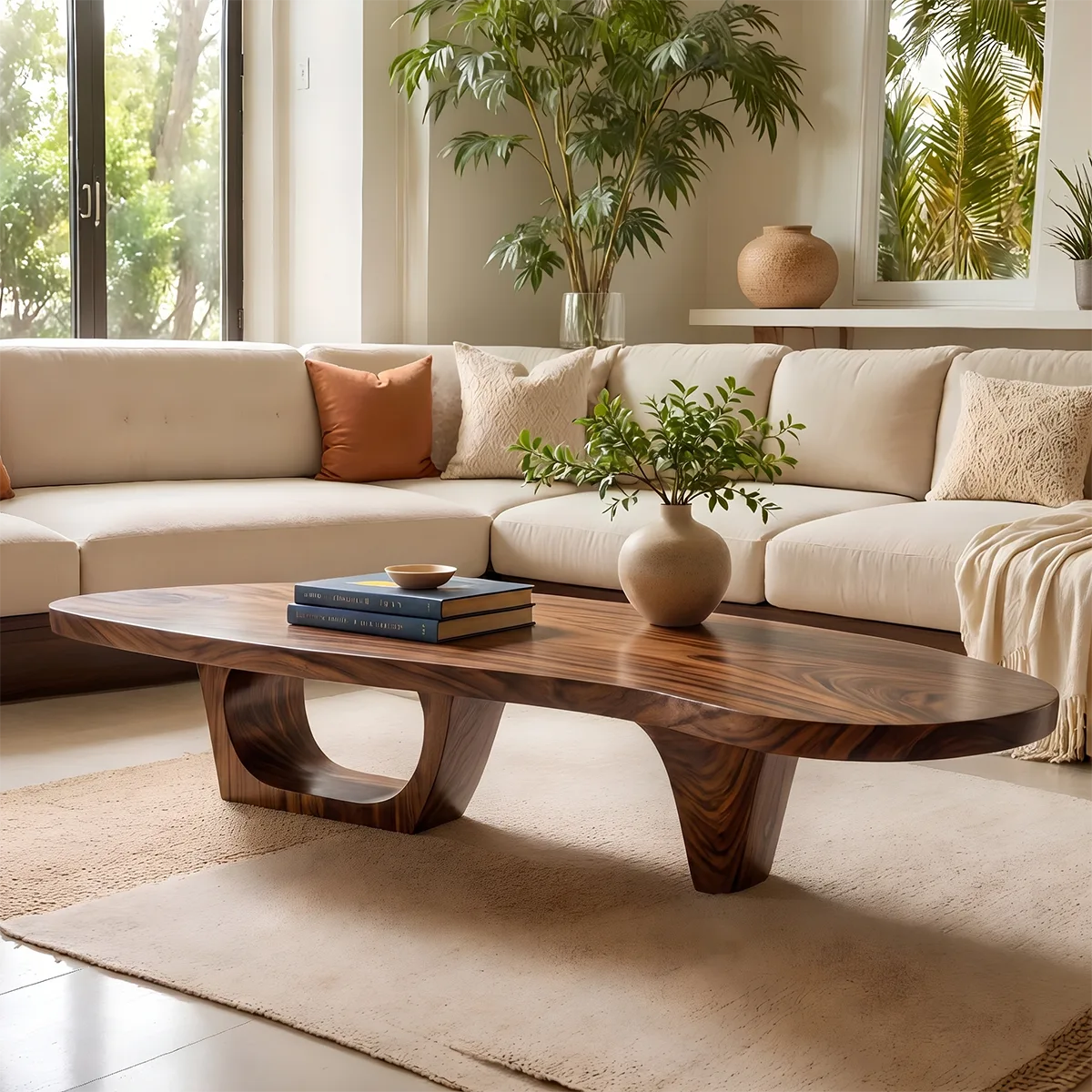 Organic Solid Wood Coffee Table | Freeform Coffee Table for Modern Living Room TT006-2637