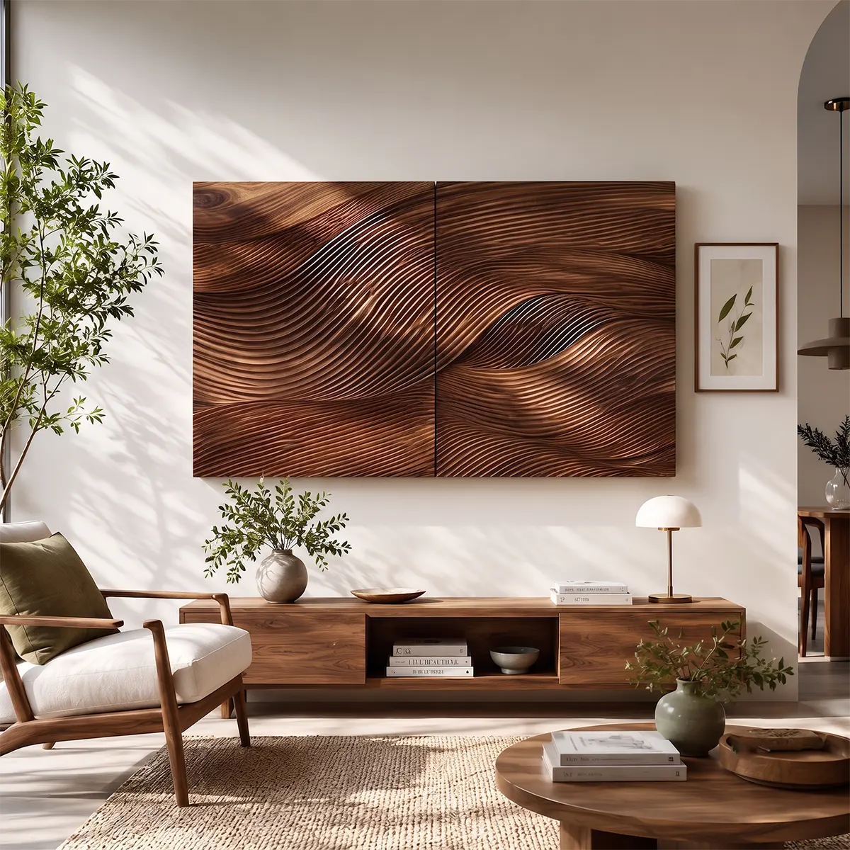 Abstract Wave Wall Art | Modern Sculptural 2 Panel Wall Decor for Living Room & Bedroom TT006-3739