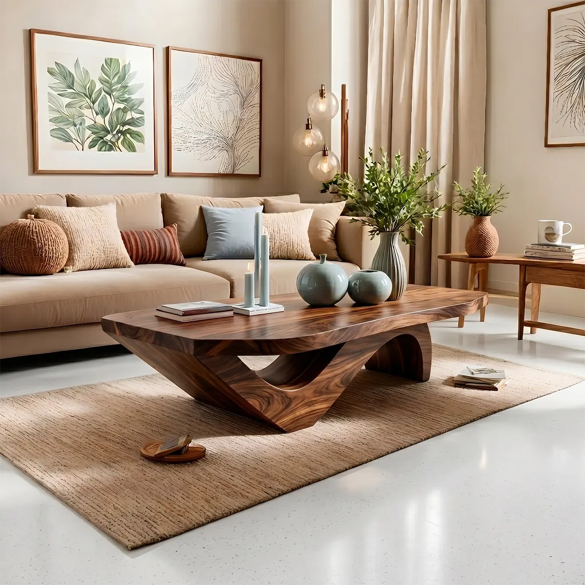 Handcrafted Live Edge Wood Coffee Table for Modern Living Room TT006-8016