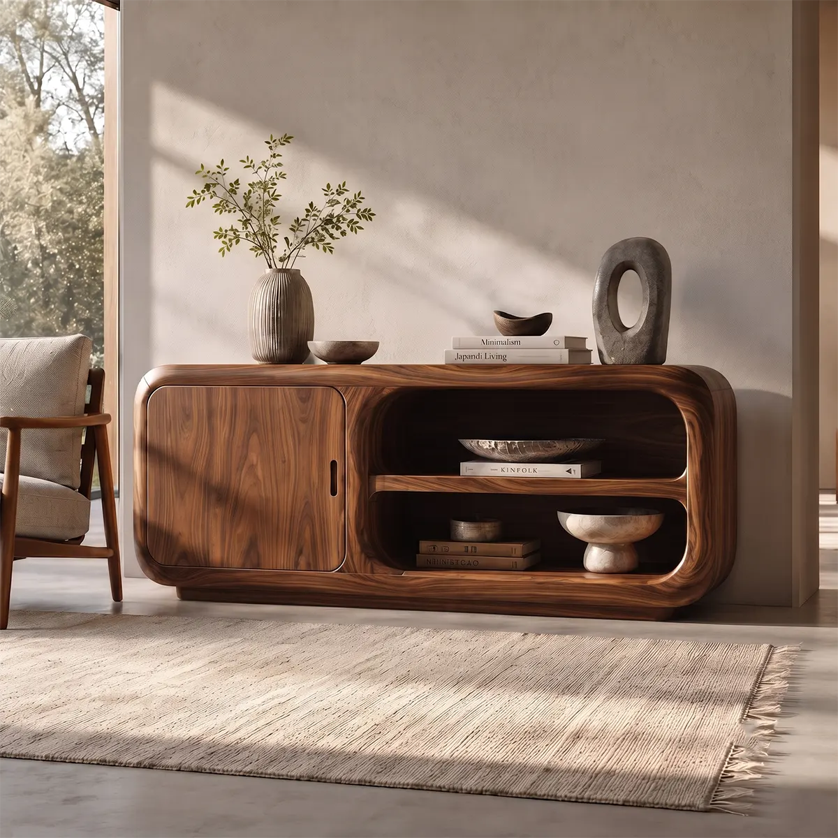 Modern Organic Storage Console Table – Contemporary Entryway Console Table TT006-5400