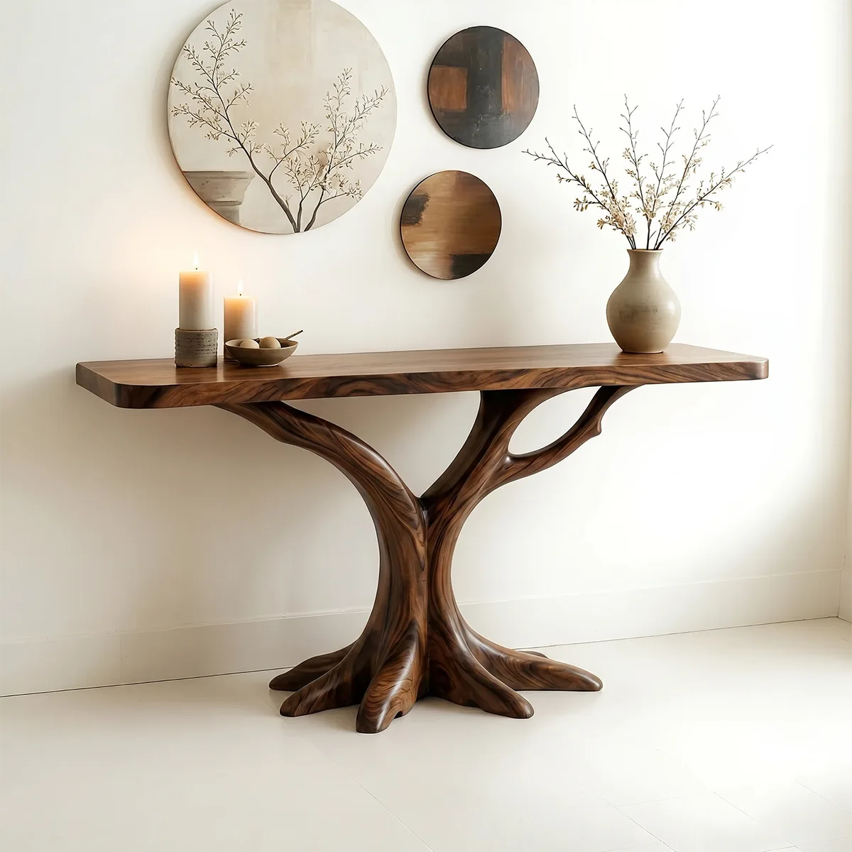 Handmade Organic Wood Console Table | Modern Entryway Decor