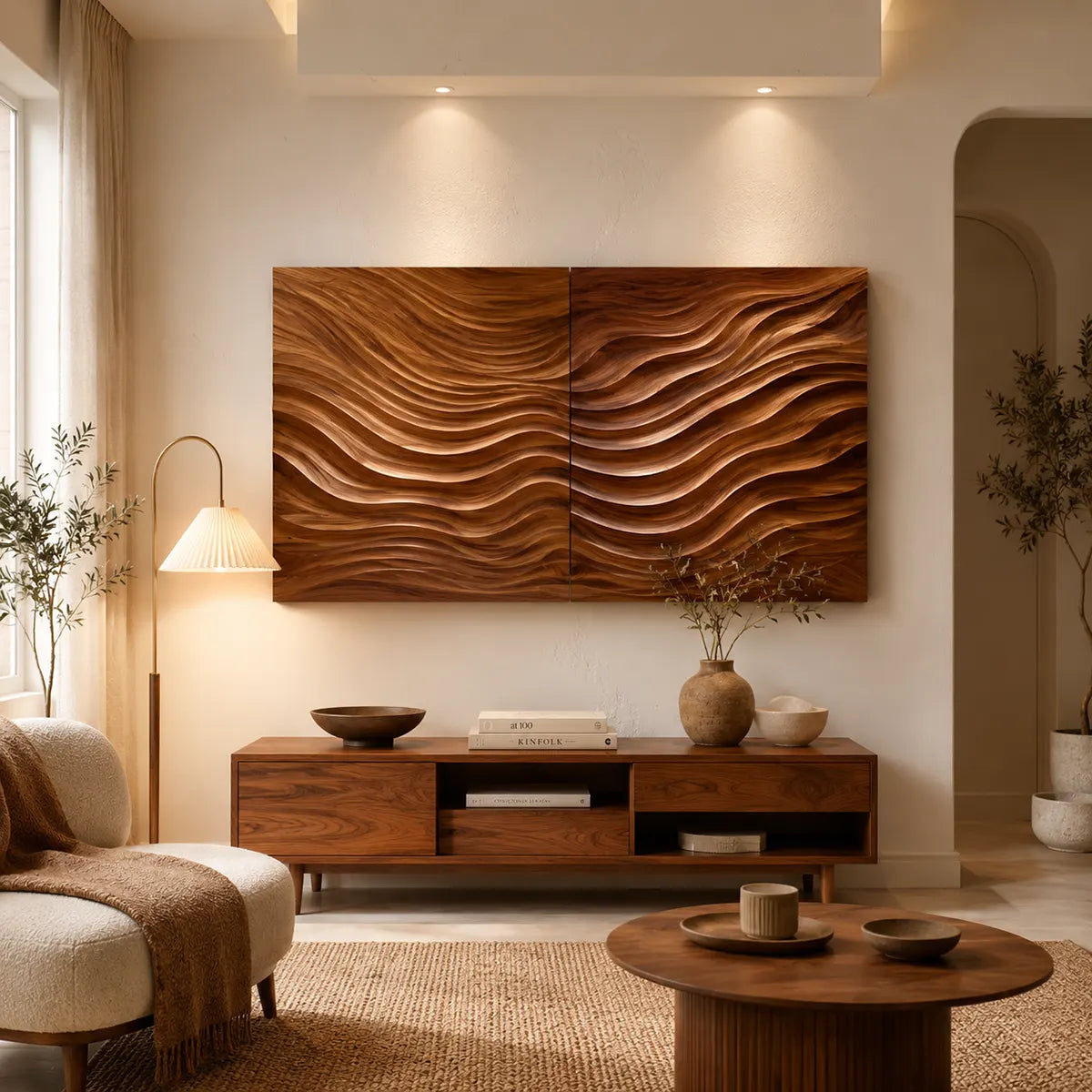 Modern Wood Wave Wall Art | Abstract Textured Wooden Wall Decor for Living Room, Bedroom & Office TT006-6640