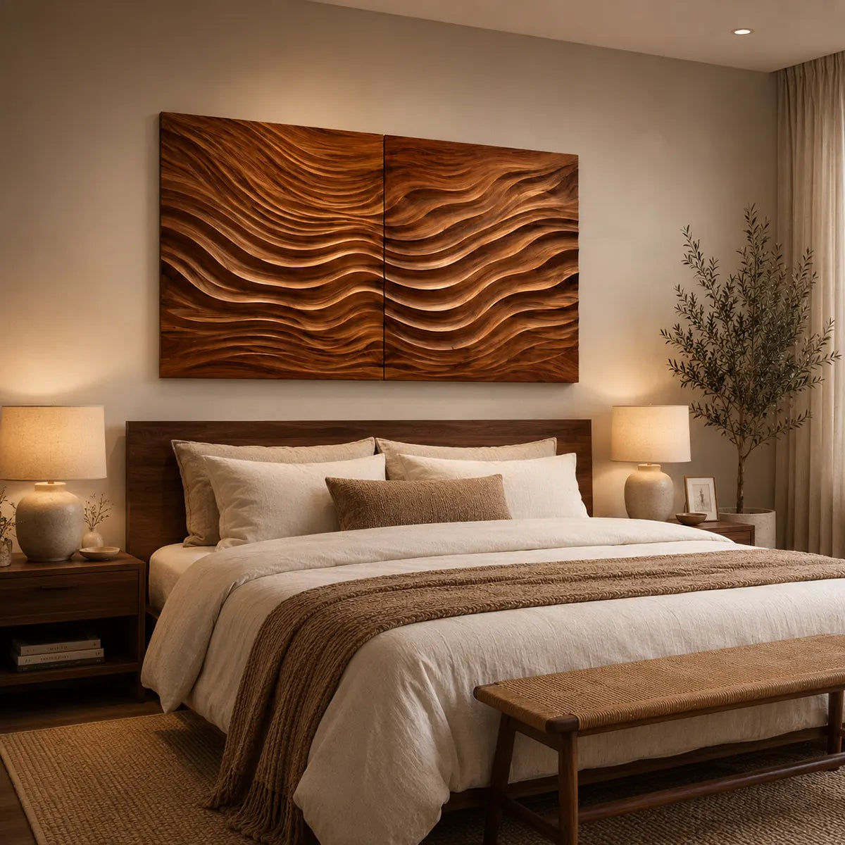 Modern Wood Wave Wall Art | Abstract Textured Wooden Wall Decor for Living Room, Bedroom & Office TT006-6640