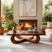 Handcrafted Solid Wood Coffee Table with Artistic Infinity Base TT006-3643