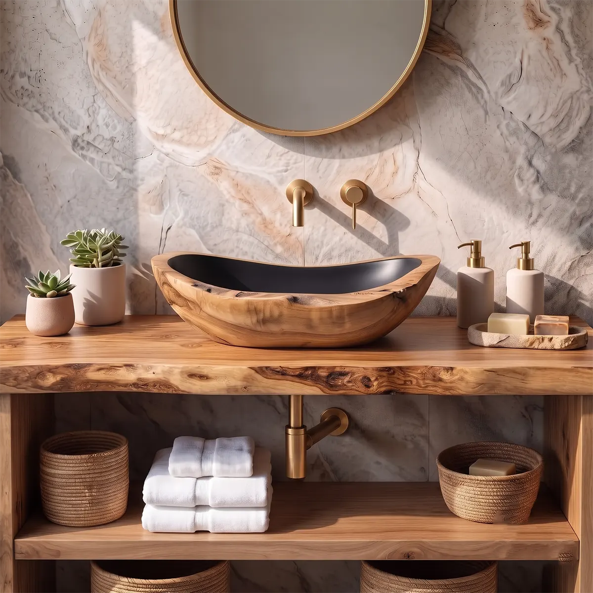 Sculptural Oval Vessel Sink | Organic Asymmetrical Countertop Bathroom Basin TT006-1MTN4DD