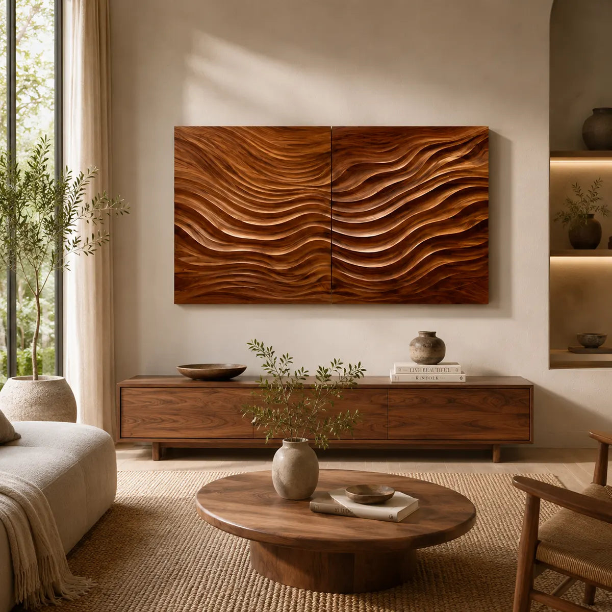 Modern Wood Wave Wall Art | Abstract Textured Wooden Wall Decor for Living Room, Bedroom & Office TT006-6640