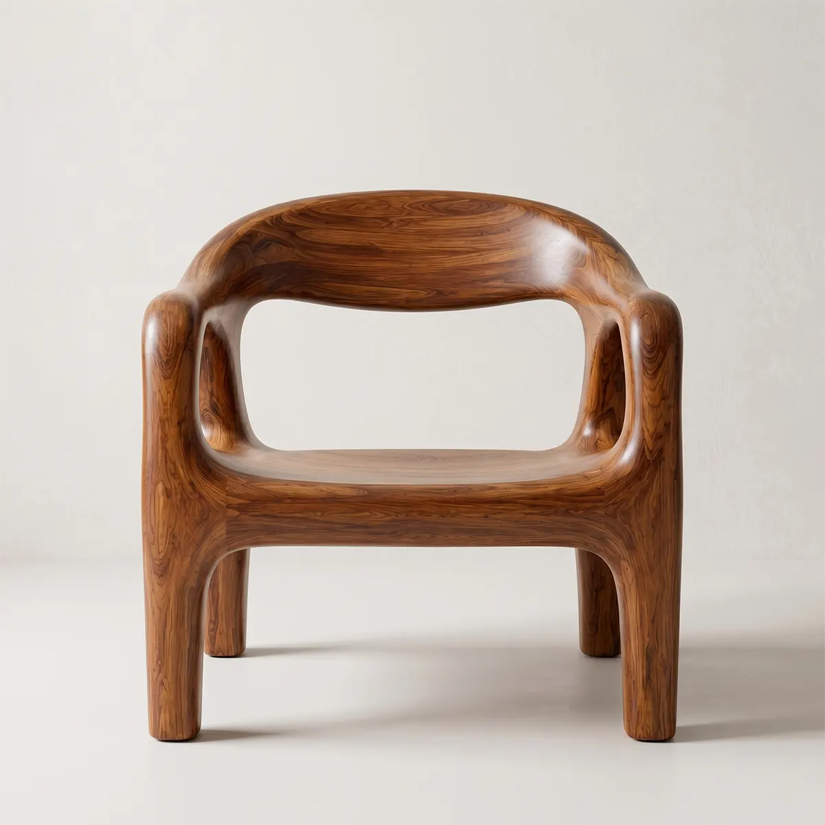 Organic Modern Solid Wood Accent Chair | Sculptural Wooden Dining Chair for Contemporary Interiors TT006-5535