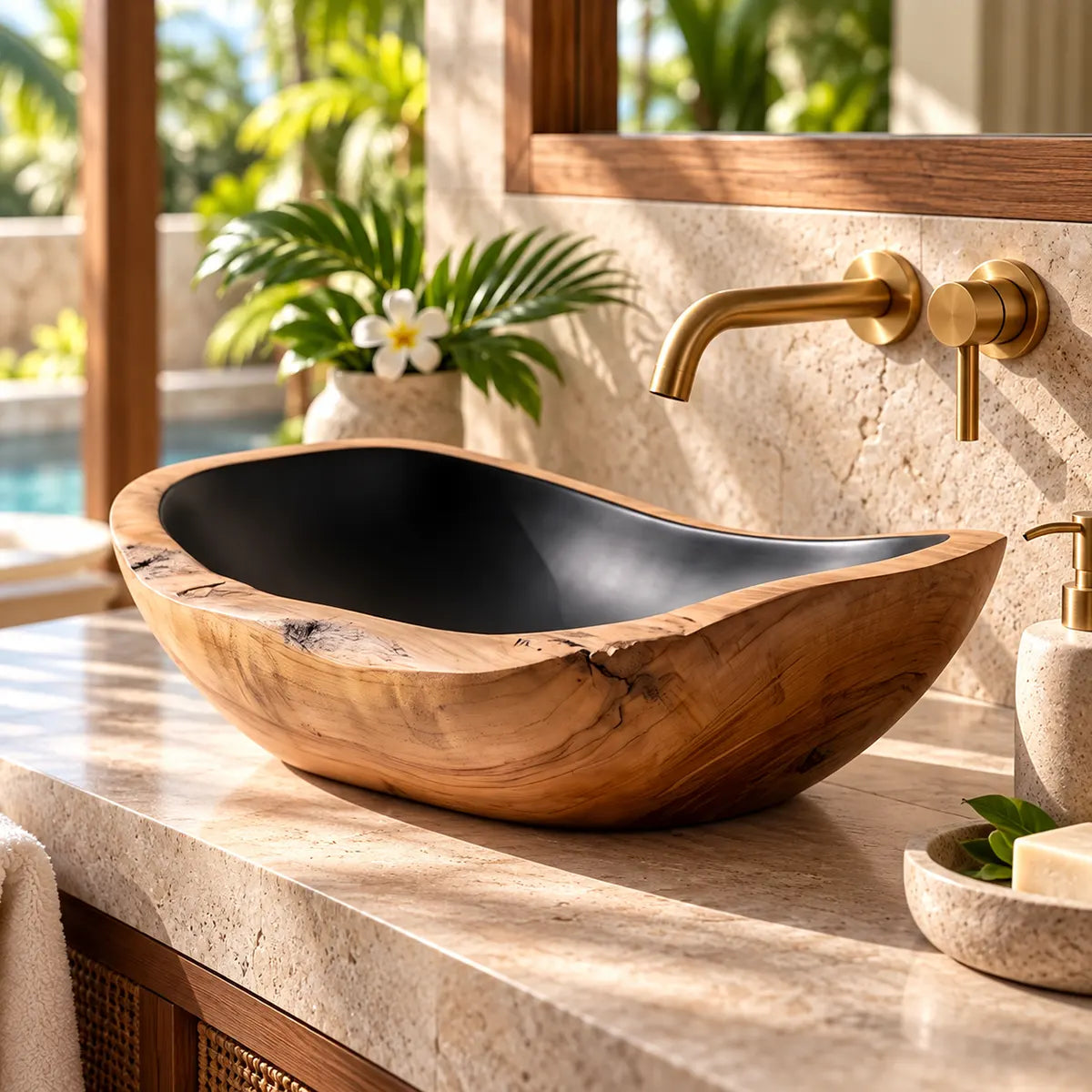 Sculptural Oval Vessel Sink | Organic Asymmetrical Countertop Bathroom Basin TT006-1MTN4DD