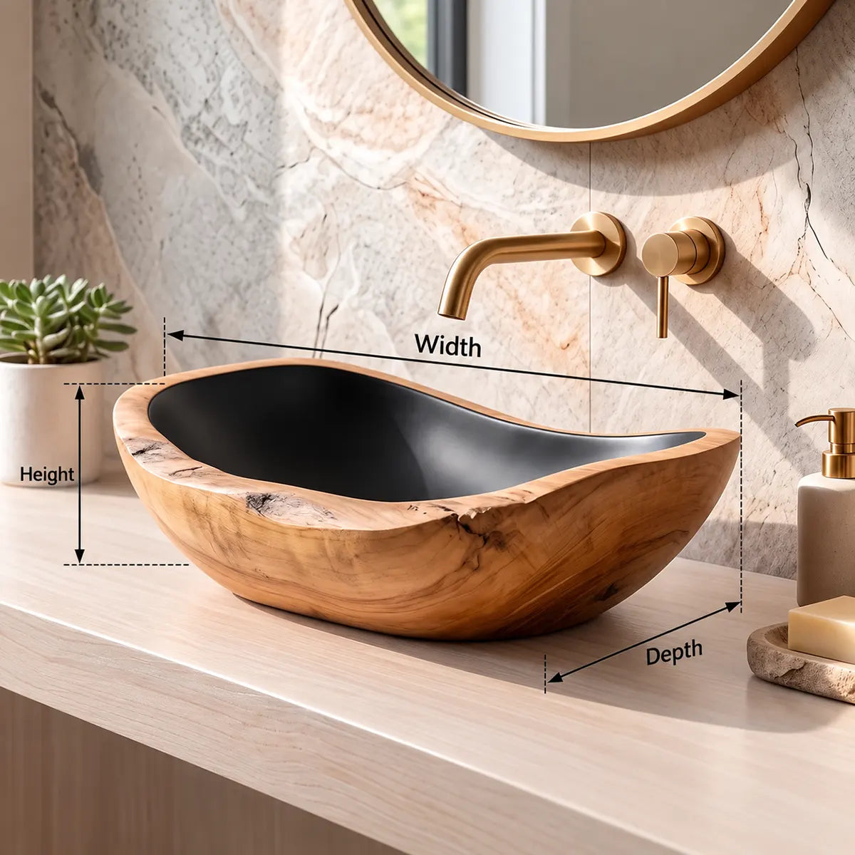 Sculptural Oval Vessel Sink | Organic Asymmetrical Countertop Bathroom Basin TT006-1MTN4DD