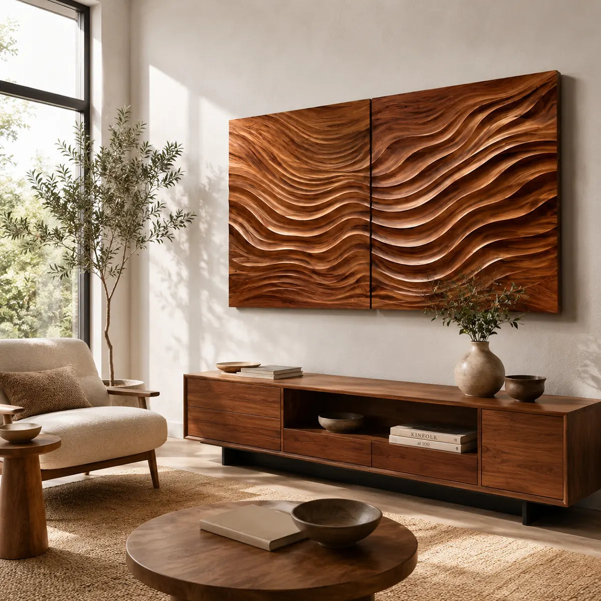 Modern Wood Wave Wall Art | Abstract Textured Wooden Wall Decor for Living Room, Bedroom & Office TT006-6640