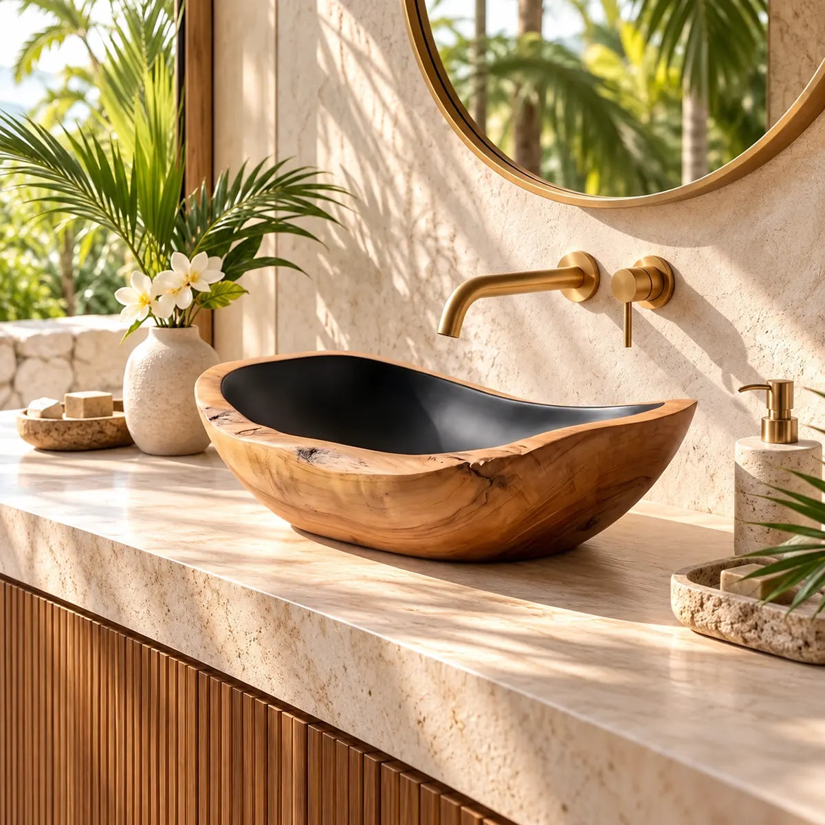 Sculptural Oval Vessel Sink | Organic Asymmetrical Countertop Bathroom Basin TT006-1MTN4DD